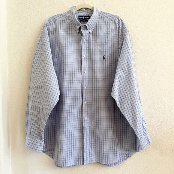 Ralph Lauren Blake Shirt Mens 2XL Blue Plaid Button Down 100% Cotton XXL - Picture 1 of 9